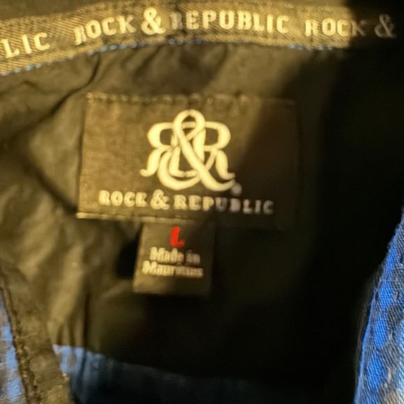 Rock & Republic‎ Button Down Shirt Blue Checkered Long Sleeve Casual - Picture 4 of 9